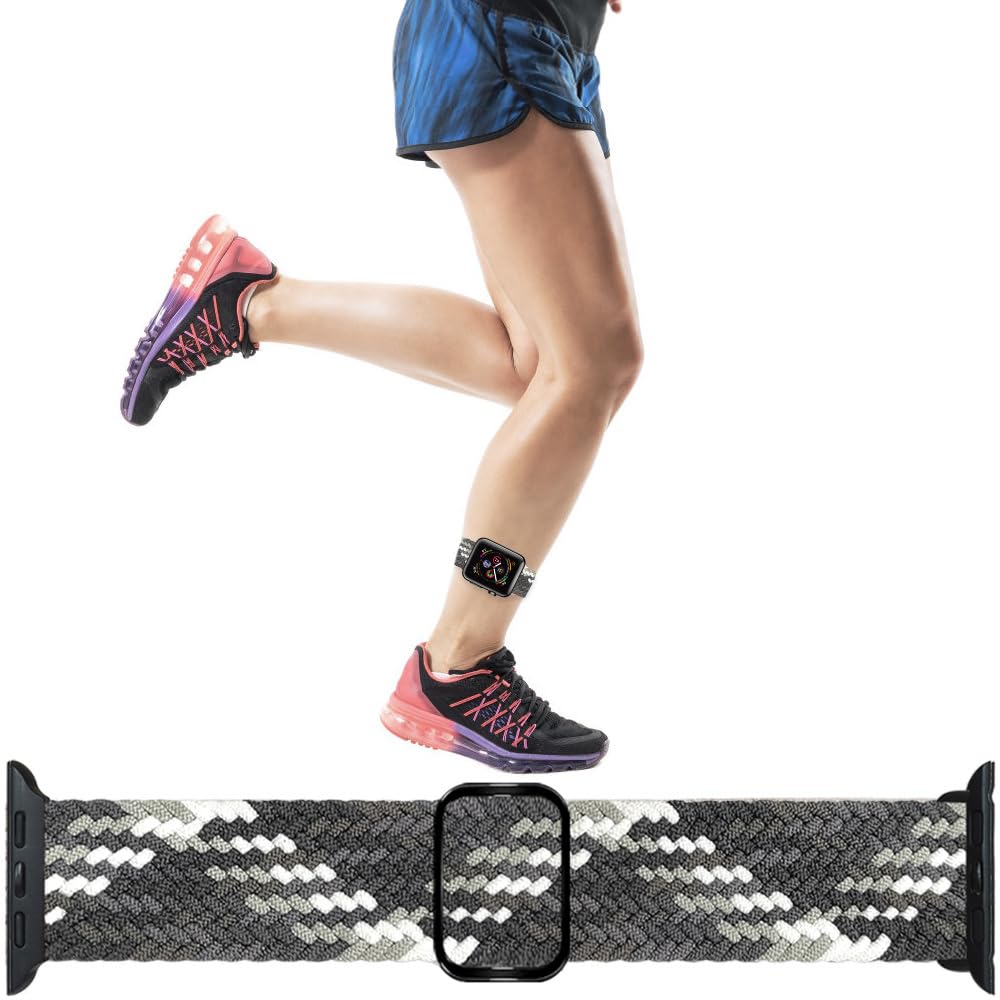 JEMACHE Arm/Ankle Band for Apple Watch 49/46/45/44mm iWatch Series Ultra 10 9 8 7 6 5 4 SE Strap, Unisex Sport Stretchy Watch Armband/Ankleband (Camo)
