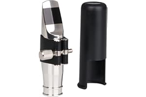 Yibuy Silver Jazz E-flat Alto Saxophone Mouthpiece 7# PU and Leather Cap 90 x 36 mm