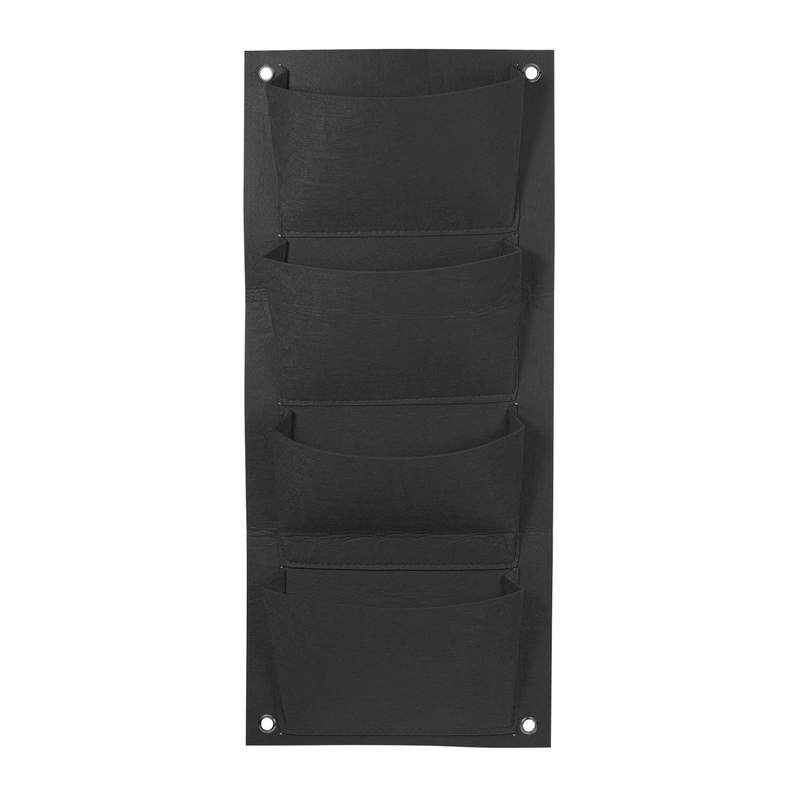 PATIKIL 4 Pockets Vertical Hanging Grow Bags, Wall Hanging Planter Bags Wall-Mounted Felt Fabric Planting Grow Bags for Garden Home Decoration, Black