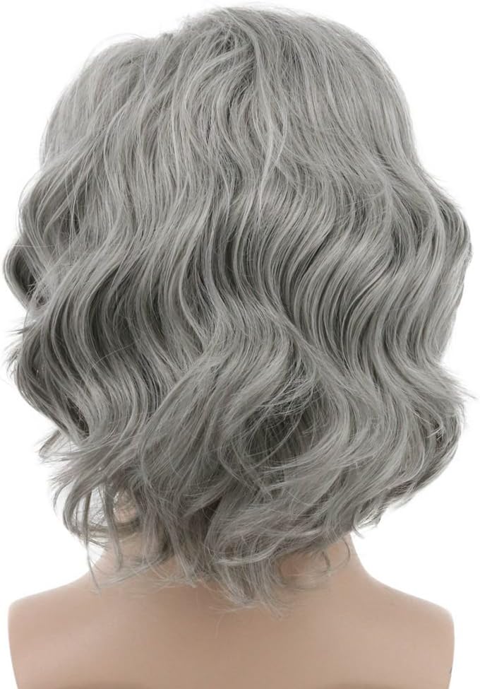 Karlery Men Short Bob Wave Gray Wig Halloween Cosplay Wig Anime Costume Party - Image 5
