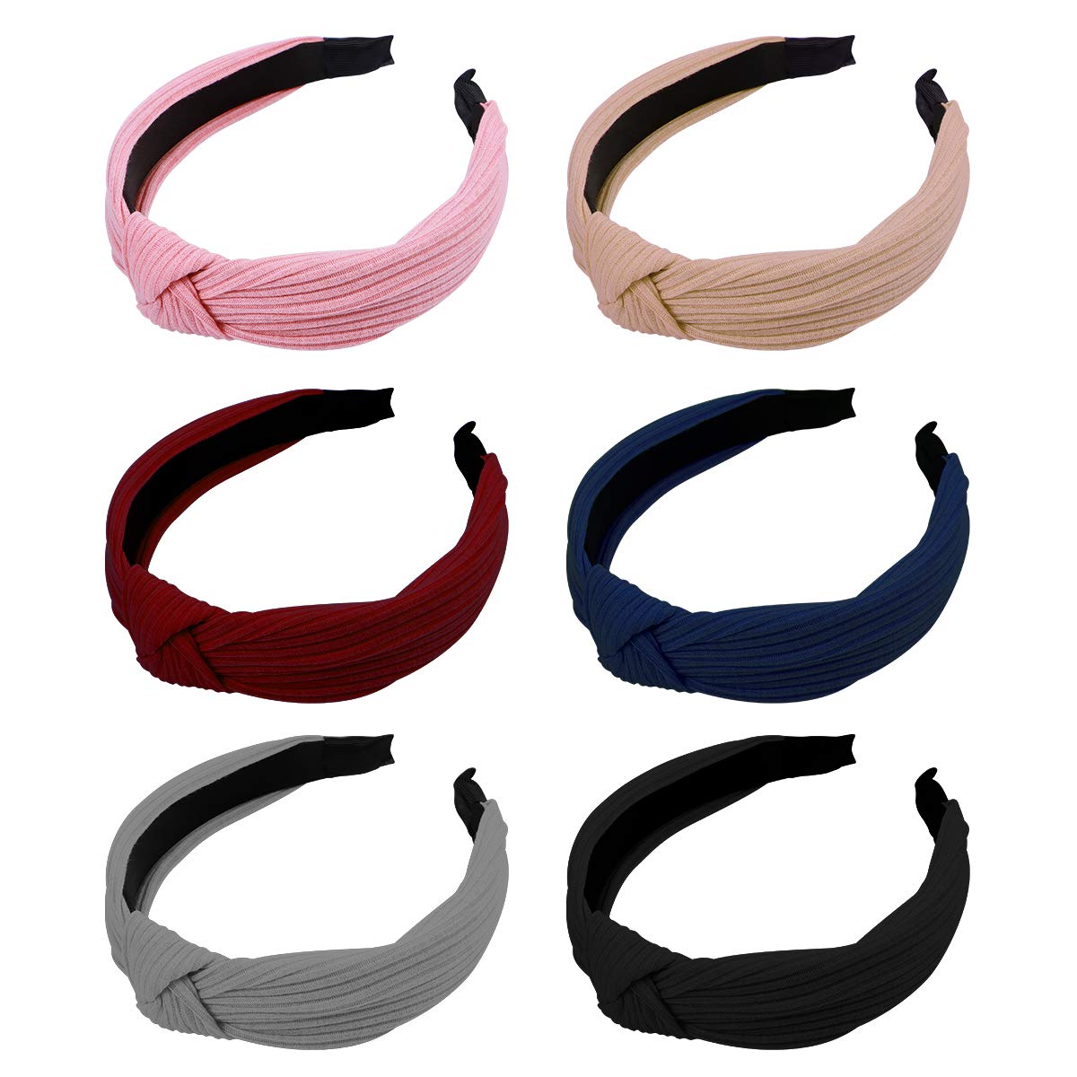 Pack of 6 Turban Headband Cross Knot Hairband Wide Hair Hoop Headwear for Women Girls