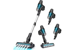 GEVI Cordless Vacuum Cleaner, 20Kpa Powerful Stick Vacuum Cordless, Up to 45mins Long-Lasting Battery Runtime, 6 in 1 Lightweight Vacuum Cordless for Hard Floors, Carpets and Pet Hair, Grey