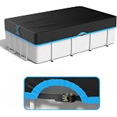 AGROAIDE 9x18 Ft Rectangle Pool Cover, Windproof - Fast Tightening Ratchet | Sturdy Nylon Black Strap, 420D Oxford Fabric for All Season Use - Tear Resistant, UV &amp; Dust Proof