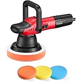 AVID POWER Dual Action Car Buffer Polisher, 6 Inch Orbital Polisher for Car Detailing with 6 Variable Speeds, Detachable Handle & 3 Polishing Pads