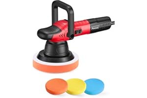 AVID POWER Dual Action Car Buffer Polisher, 6 Inch Orbital Polisher for Car Detailing with 6 Variable Speeds, Detachable Handle & 3 Polishing Pads