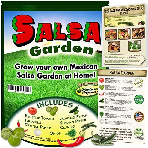 Mexican Salsa Garden Seeds Collection–Flavors of Mexico in Your Back Yard - Windowsill, Tomato, Tomatillo, Jalapeno, Serrano, Cayenne Pepper, Cilantro, Onion Free Online Grow Guide