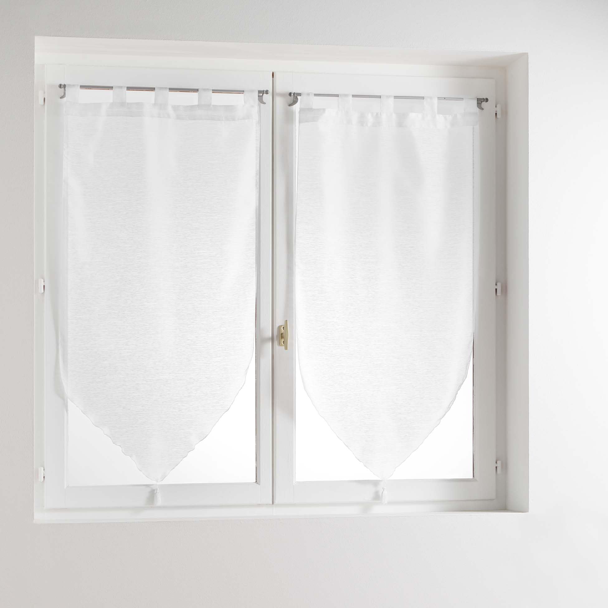 Douceur d'Interieur Voile Sable Lissea 2-Net Curtain Pompon, Blanc