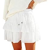 Flowy Shorts for Women Boho Ruffled Tiered Skorts Casual High Waist Mini Skirts Tennis Golf Comfy Shorts 2025 Update