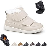 Winter wide width boots With Hook Loop - Warm Fur Lining Water Resistant Anti-slip Snow Shoes Adjustable Straps Winter Shoes for Swollen Feet