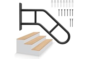 28.7” UCANVIN Upgraded Non-Slip Handrails for Outdoor 1-3 Steps, U-Shaped Stair Railing Indoor, Stainless Steel Grab Bars for Garden,Yard,Garage Hand Rails for Indoor Stairs, Black