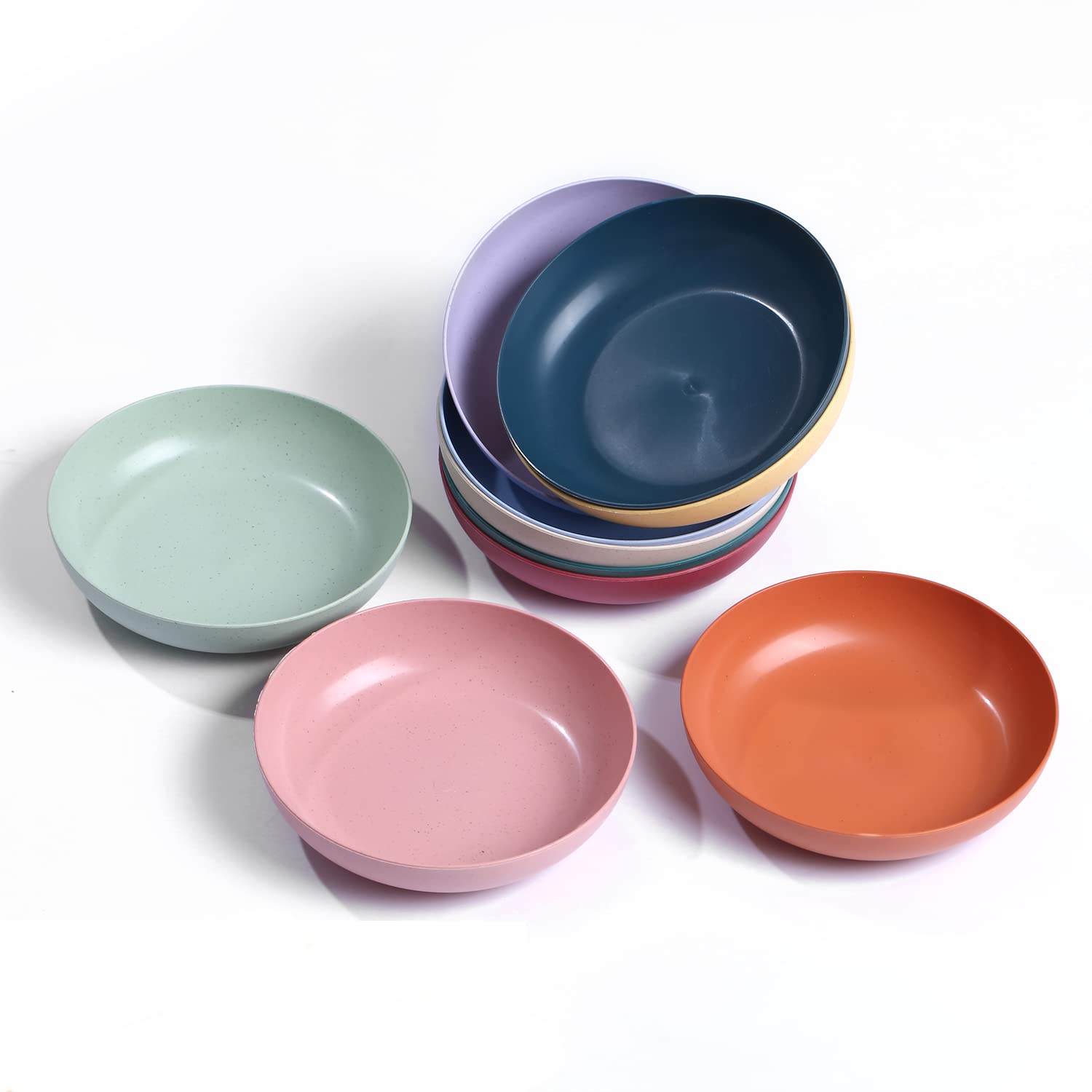 WANBY Plastic Plates 10 Pcs Lightweight 5.6" Plastic Unbreakable Dinner Dishes Plates Set Non-Toxin Dishwasher & Microwave Safe BPA Free and Healthy