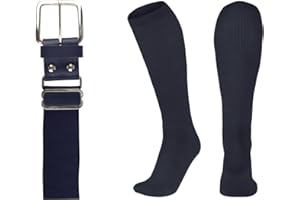 League Outfitters Baseball Belt and Socks Combo Adjustable Baseball/Softball Belt for Youth, Boys, Girls, and Adult