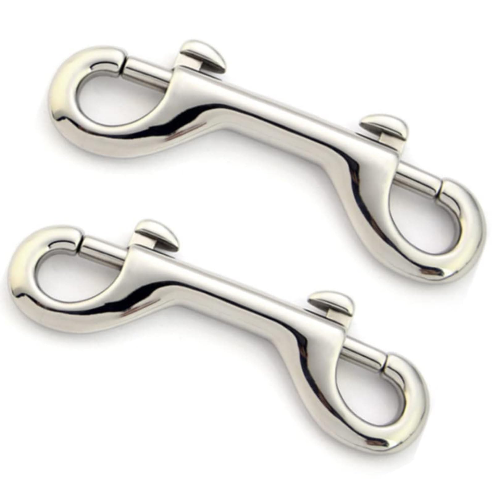 2 Pcs Double Ended Lead for Dogs, Bolt Snap Hooks Zinc Alloy Double End Clip Silver Diving Clip Trigger Snaps for Diving Dog Leash Key Chain Horse Tack Pet Feed Buckets