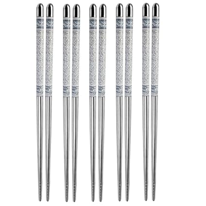 Amigozz Stainless Steel Round Chopstick(5pairs)