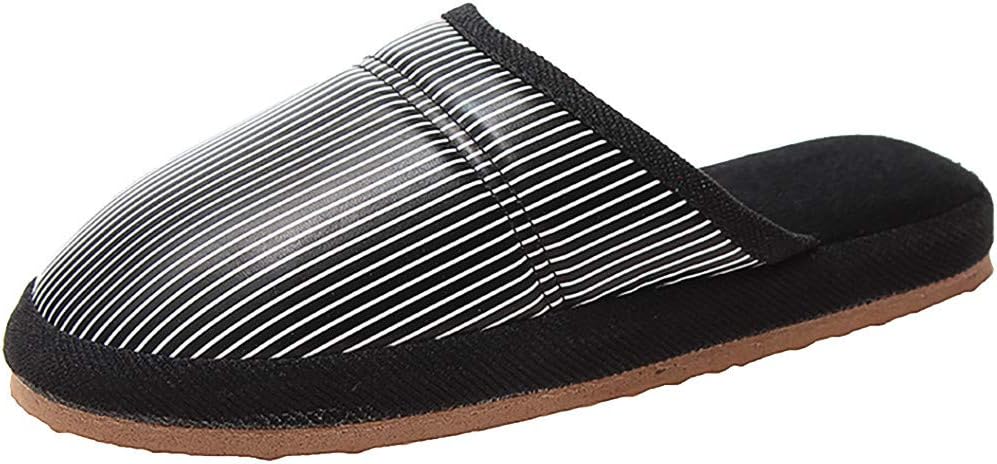 Ladies Memory Foam Slippers Sandals - Unisex Couples Striped Flock Non-Slip Floor Home Slipper Indoor Warm Shoes | Halloween Thanksgiving Christmas