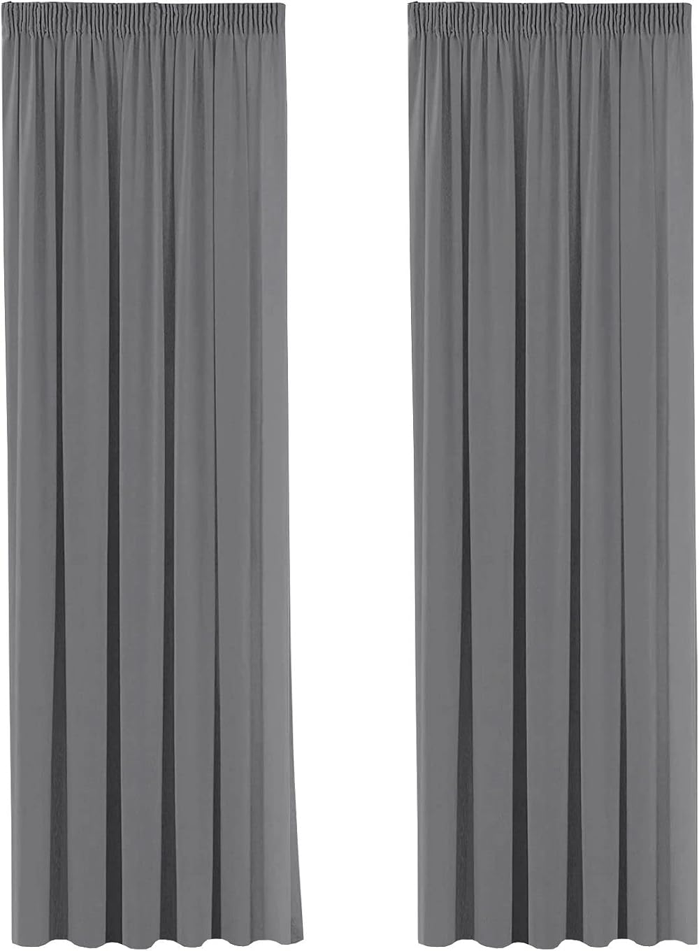 H.Versailtex 2-Piece Blackout Curtains 90x90 Frost Grey Pencil Pleat
