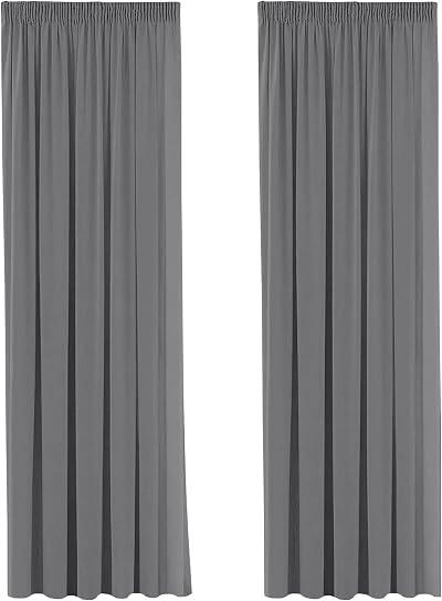 H.Versailtex 2-Piece Blackout Curtains 90x90 Frost Grey Pencil Pleat