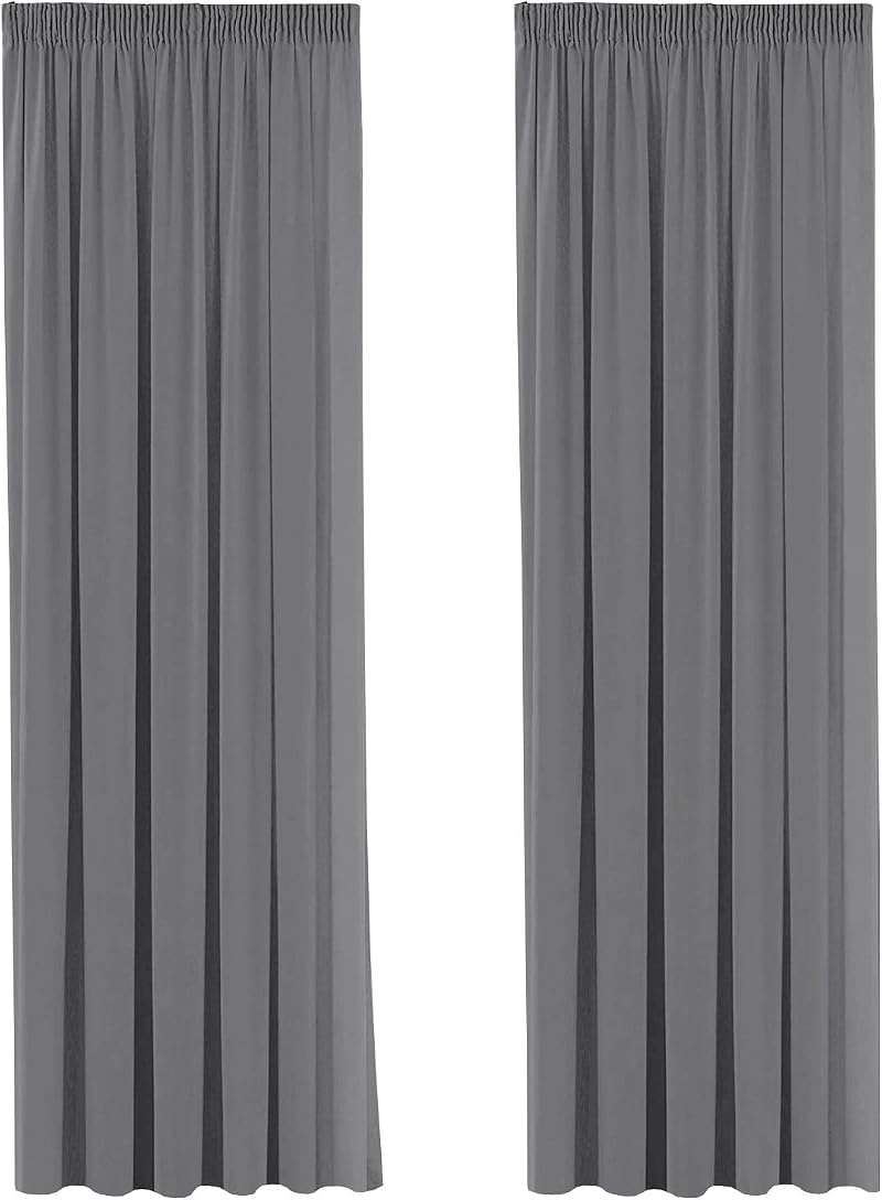 H.Versailtex 2-Piece Blackout Curtains 90x90 Frost Grey Pencil Pleat