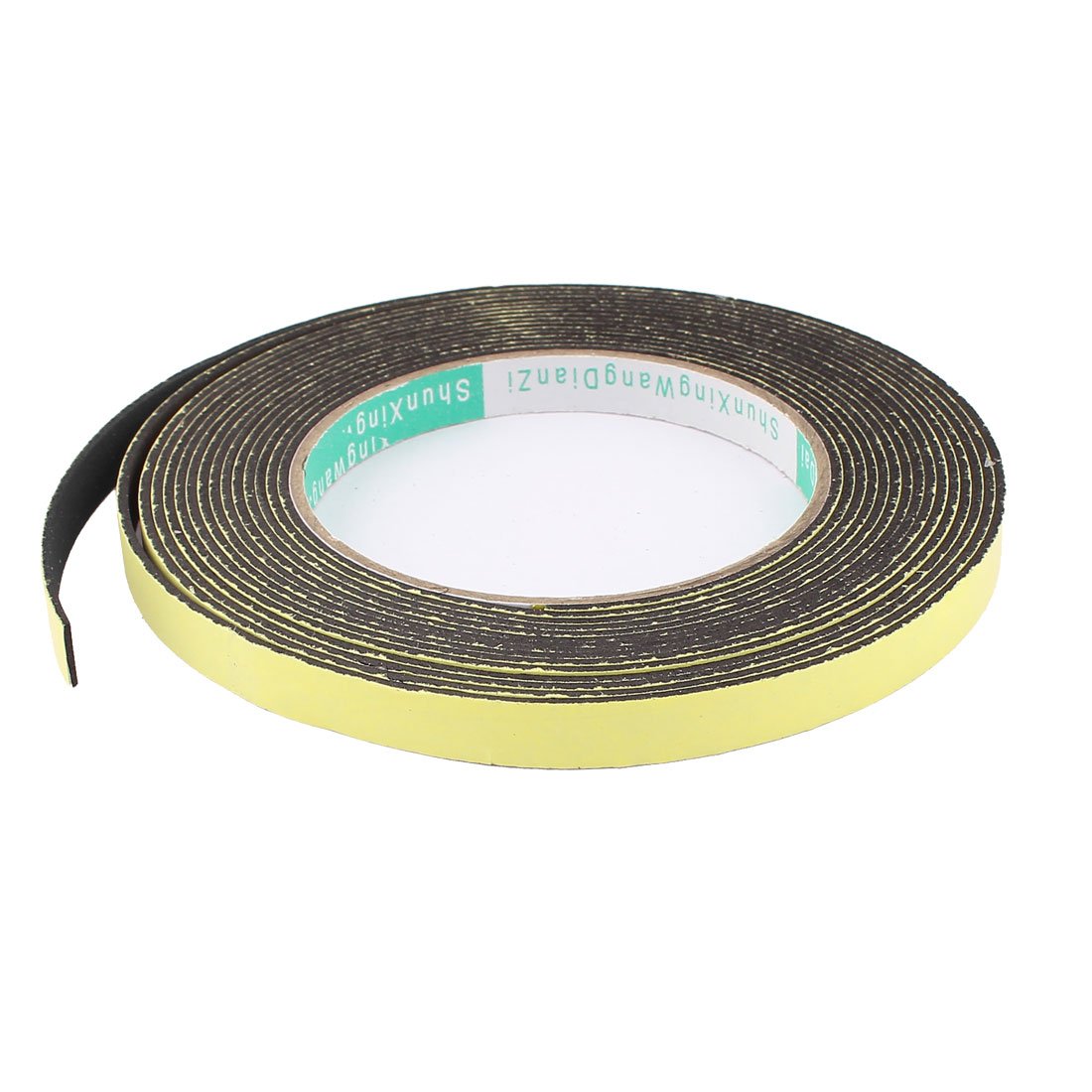 Sourcingmap Sealing Foam Tape 10mm Wide 1.5mm Thick 5m/16.4ft Long, Self Adhesive Weather Strips for Window Door Insulation, Yellow Black