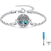Qyvit Tree of Life/Compass Bracelet 925 Sterling Silver Adjustable Abalone Ashes Jewelry Gifts for Women