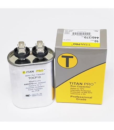 TitanPro TOCF6 HVAC Motor Run Oval Capacitor - 6 MFD 440/370 Volts By Packard