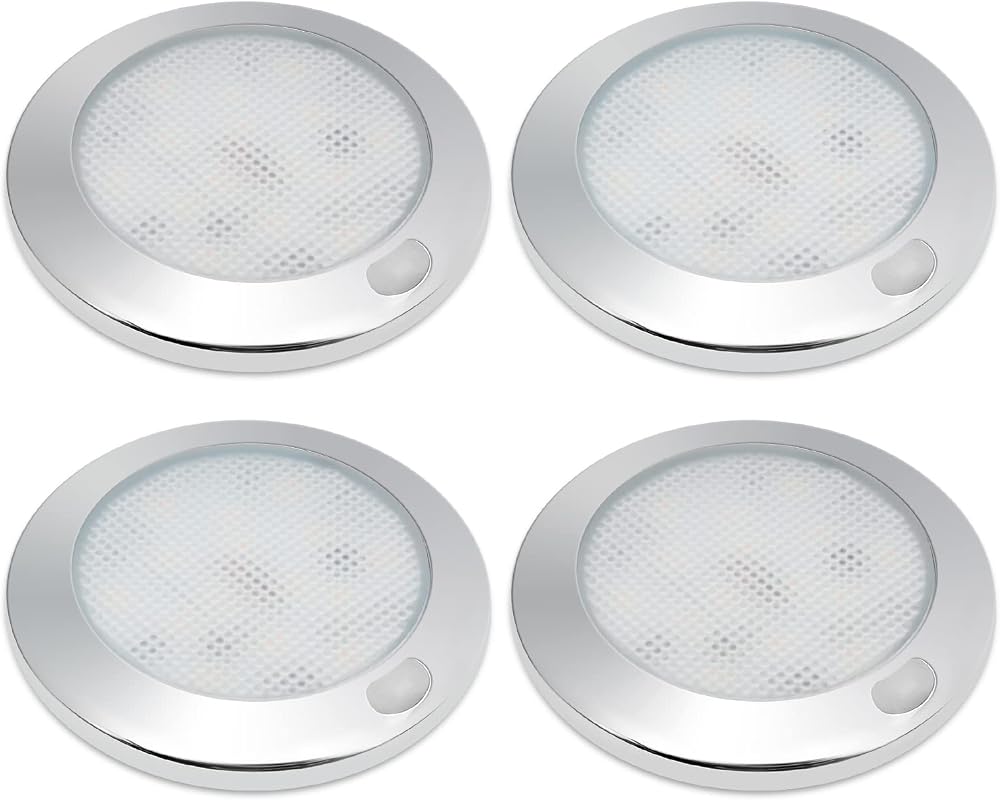 Dream Lighting 12V LED Ceiling Lights 4 Pack Dimmable Warm White 3000K Chrome