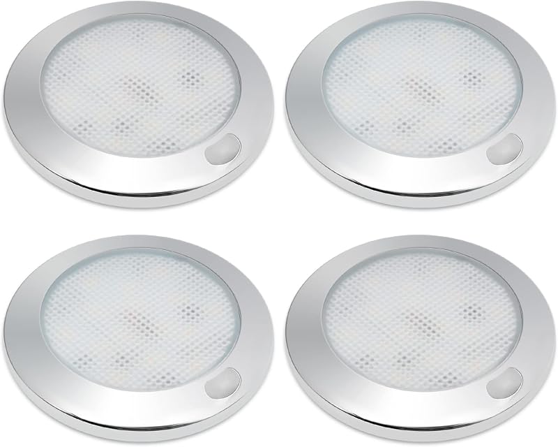 Dream Lighting 12V LED Ceiling Lights 4 Pack Dimmable Warm White 3000K Chrome