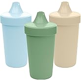 Re-Play Spill-Proof Sippy Cups for Toddlers - Kids Reusable 10 Oz Set of 3, Dishwasher & Microwave Safe, Made in USA, Beach Baby