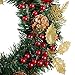 Lvydec 17 Inch Christmas Wreath, Merry Christmas Front Door Wreath with Pine Cone, Red Berry, Gold Leaves, Storage Box Included