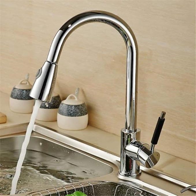 YO-TOKU - Grifo de lavabo extensible para baño (cobre cepillado, agua