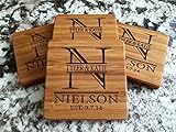 Monogram Wood Coasters for Drinks - Personalized