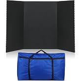 Paterr Trifold Display Board, Hook and Loop Fabric, Black, 72 x 36 Inch | Reusable Presentation Board with Storage Bag, Foldable 3 Panel for Science Fair, Graduation Displays, Exhibitions
