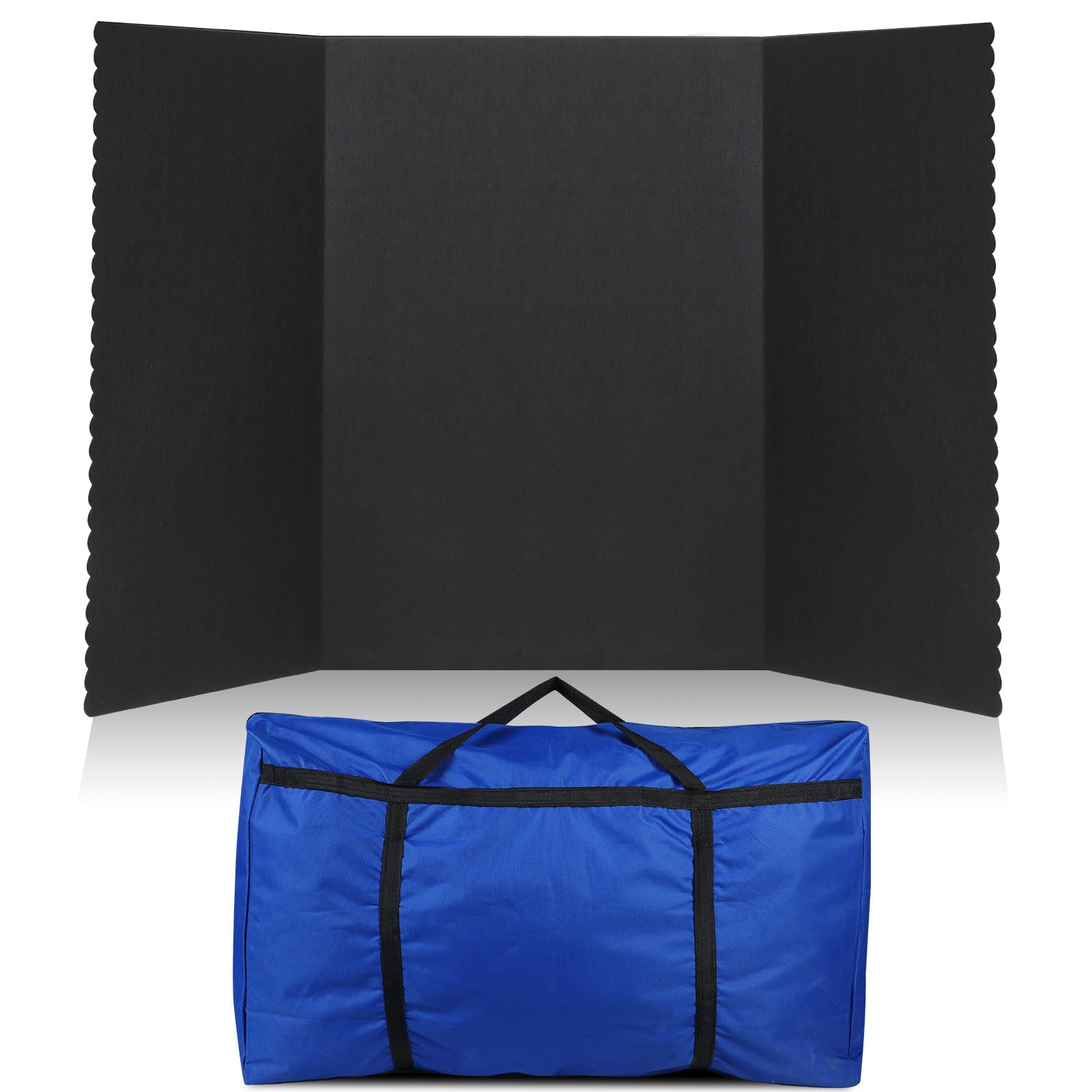 View 1 of Paterr Trifold Poster Board with Storage Bag, Hook and Loop Fabric, Foldable 3 Panel Presentation Board for Science Fair and Exhibitions(Black,72 x 36 Inch)