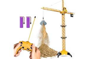 KNACKTOYZ DIY Alloy 4 Channel RC Tower Crane for Kids - 50.4 Inches Remote Control Crane Toy with 2 Batteries, Rotating Lift Construction Vehicles with LED Lights, Excavator Toy for Ages 4,5,6,7,8 Boys & Girls