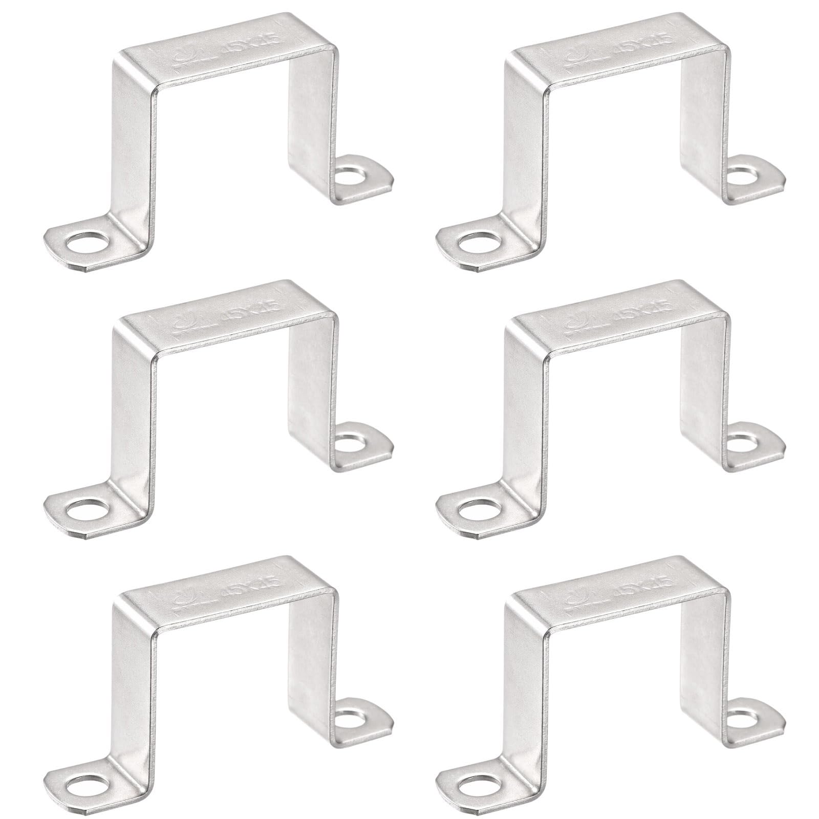 TOP-VIGOR 6Pcs U Shaped Connector Bracket 43 x 46mm 304 Stainless Steel for Door Closed Bar Holder Strut Channel and Fixing Tube Pipe Wire