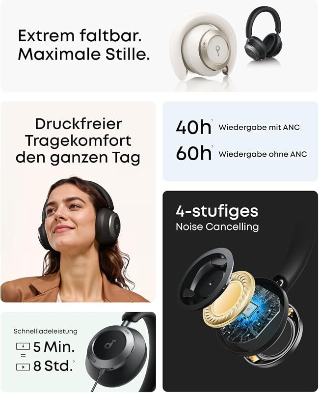 by Anker Space One Pro Kabellose Kopfhörer, 6 Mikros