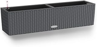 Lechuza "BALCONERA Cottage 80" Pflanzgefäß mit Erd-Bewässerungs-System, Granit, 79 x 19 x 19 cm