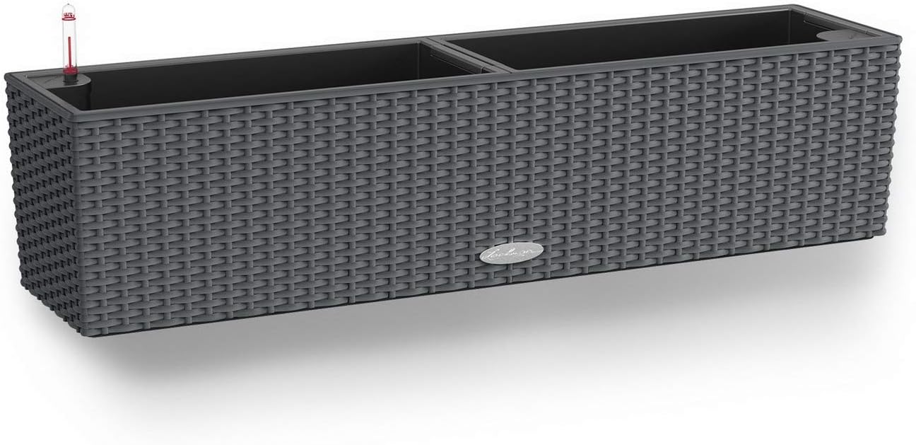 Lechuza "BALCONERA Cottage 80" Pflanzgefäß mit Erd-Bewässerungs-System, Granit, 79 x 19 x 19 cm