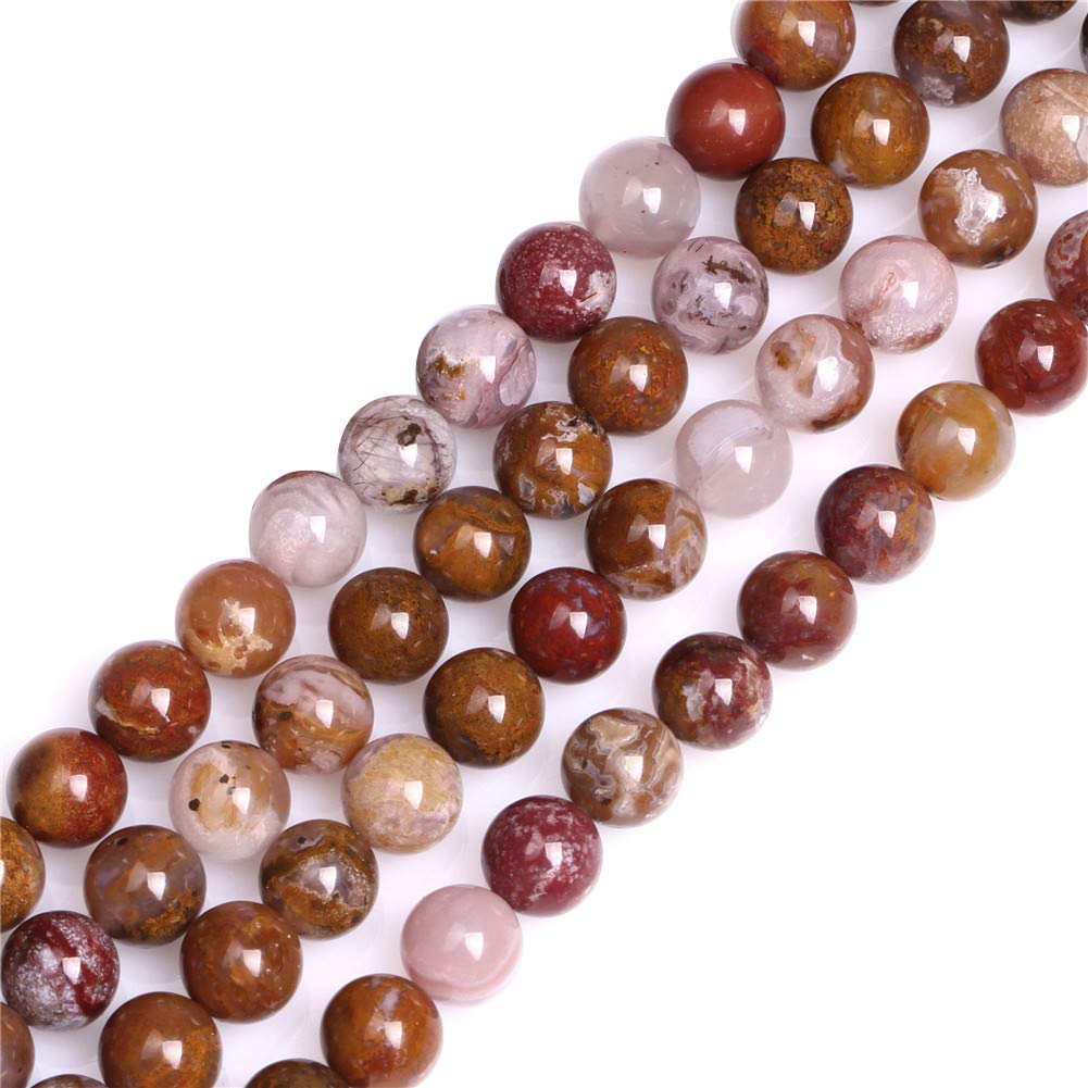 GEM-Inside AA Grade Natural 8mm Brown Aqua Nueva Agate Round Gemstone Semi Precious Loose Beads for Jewellery Making 15''