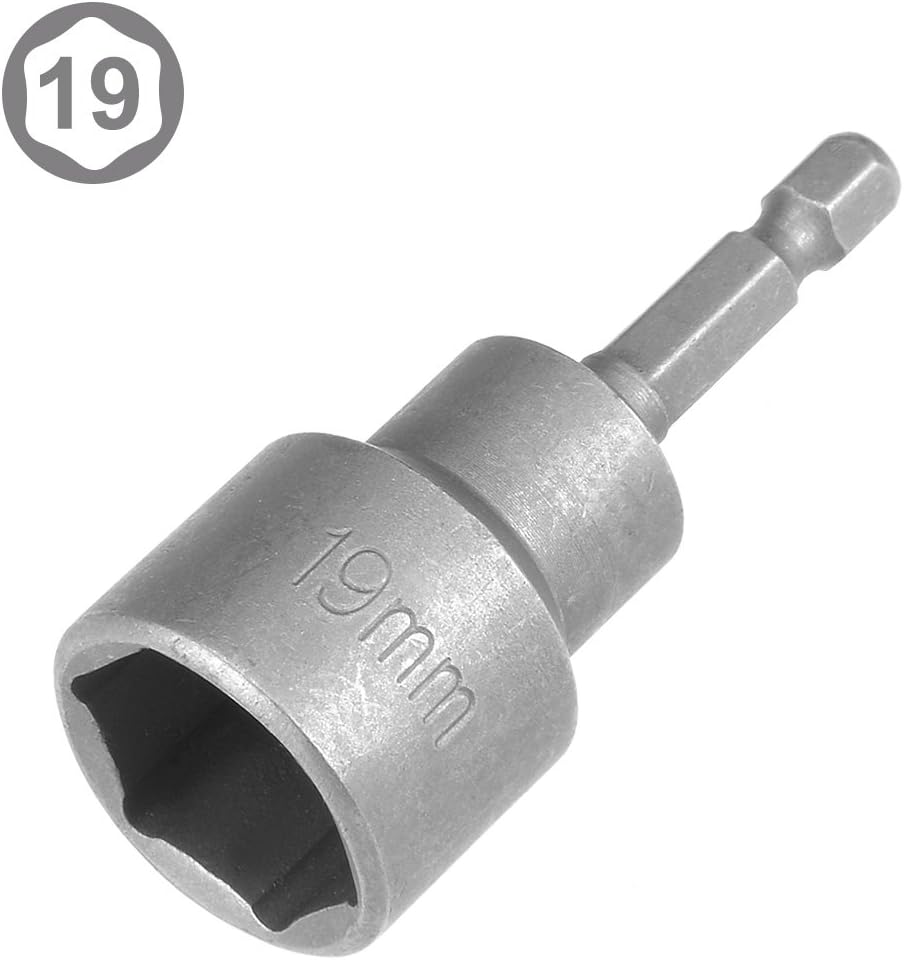 Sourcingmap 1/4" Quick-Change Hex Shank 19mm Magnetic Nut Setter Driver Drill Bit, 65mm Length, Metric, H19 x 65mm - Image 3