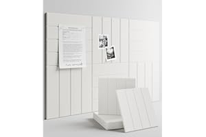 Fluxynara Felt Bulletin Board Tiles Large 36" x 24"Cork Board Alternative-6 Pack with 40 Adhesive Tabs, Thick Slat Wall Panels for Office Decor, Push Pin Board Wall Organizer Alternative - Milky White