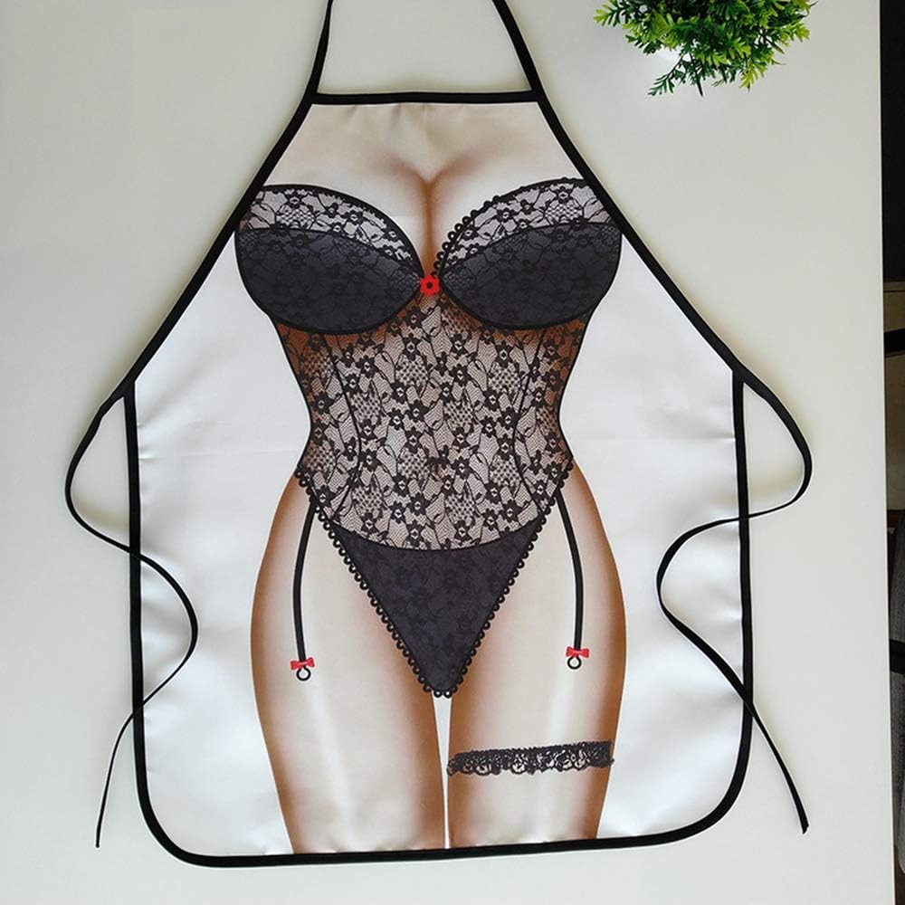 TOPWAYS® Funny Novelty Apron, Sexy Woman Kitchen Cooking Chef Apron, Secrect Gifts for Women Unisex Adult BBQ Baking Cooking Apron - Image 3