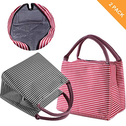 Insulated Lunch Bag, Uniwit 2 PCS Picnic Tote Bag Insulated Lunch Cooler Bag Lunch Container Travel Zipper Organizer Box for Women Men