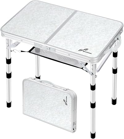 Sportneer Folding Camping Table 60x40 cm 4 Height Adjustable Aluminum