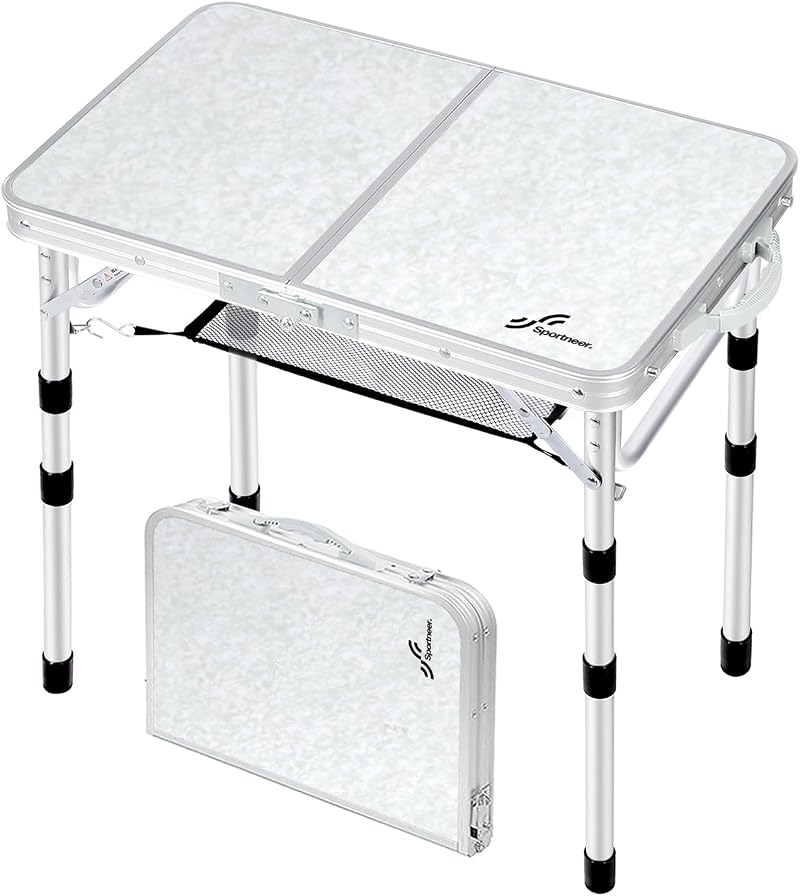 Sportneer Folding Camping Table 60x40 cm 4 Height Adjustable Aluminum