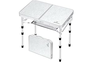 Sportneer Small Folding Table 2ft, 4 Adjustable Height Folding Camping Table with Mesh Layer Lightweight Portable Folding Cam