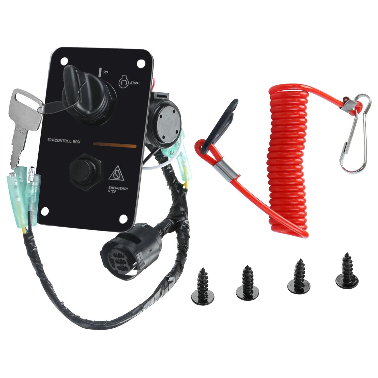 Photo 1 of Main Switch Panel Single Engine Key Switch Panel Assembly On-Off-Start Control Box Replacement for Yamaha Outboard Yacht 704-82570-12-00 704-82570-08-00