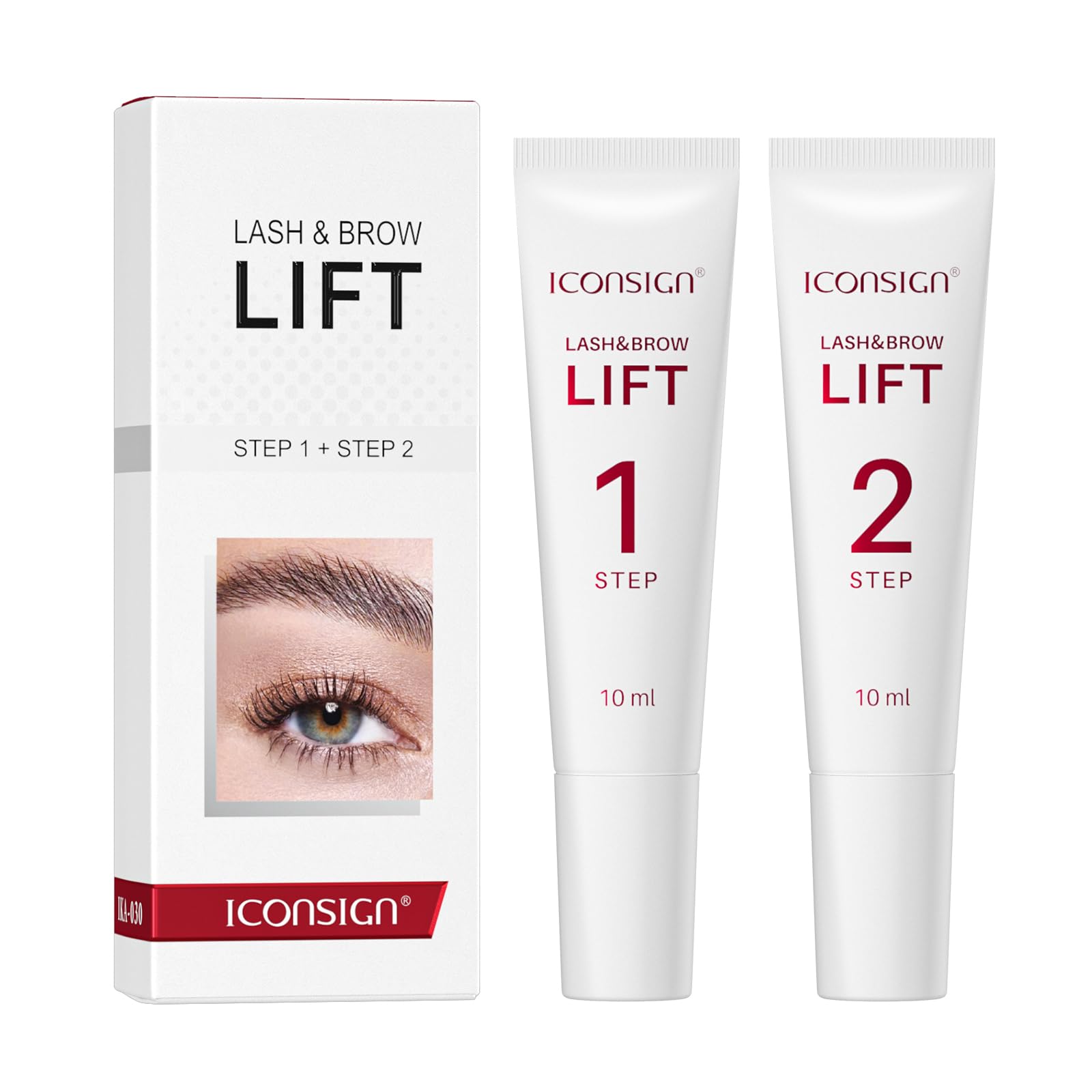 Photo 1 of ICONSIGN 2-in-1 Lash Lift Kit Brow Lamination Kit, High-capacity Lotion Tube Design Eyelash Perm Kit Perm & Setting Lotion for Salon or Home Use, White