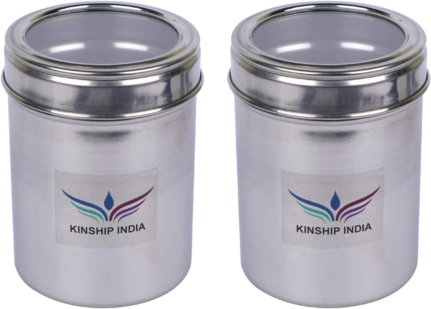 KINSHIP INDIA Stainless Steel Canister 700 ml Each -Silver, Color Set of 2