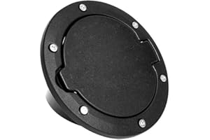 HOCOLO Aluminum Gas Cap Fuel Filler Door Gas Tank Cover for Jeep Wrangler JK & Unlimited Exterior Accessories Parts Off Road Sport Rubicon Sahara 2007-2018(Black)